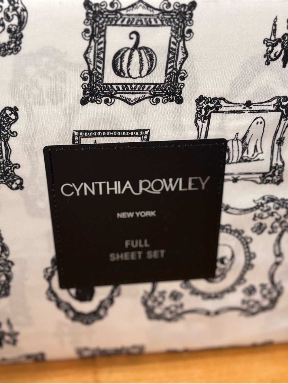 Cynthia Rowley Black and White Framed Halloween Print Full Sheet Set